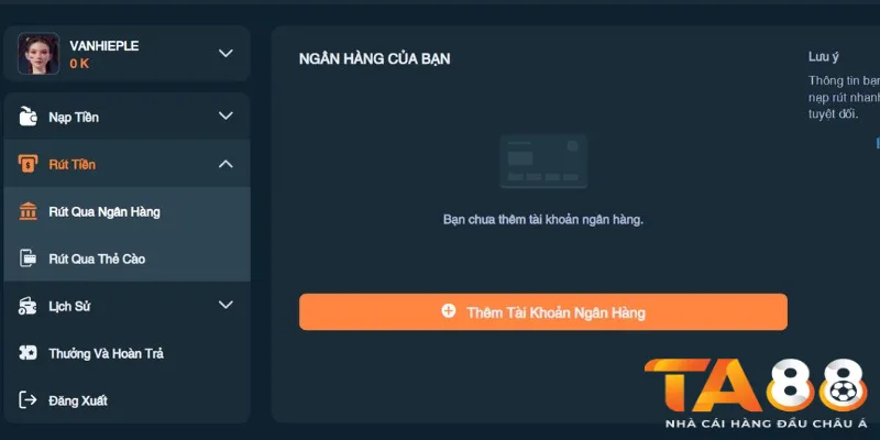 Hướng dẫn rút tiền Ta88 nhanh chóng